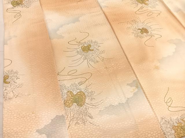 平和屋着物■上質な小紋　手描き　鼓花文　暈し染め　金彩　正絹　逸品　BAAX7133hv