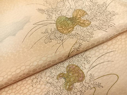平和屋着物■上質な小紋　手描き　鼓花文　暈し染め　金彩　正絹　逸品　BAAX7133hv