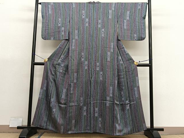 平和屋着物■上質な小紋　短冊枝葉文　正絹　逸品　BAAX7137hv