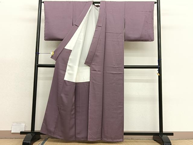 平和屋着物■上質な色無地　寿光織　小花地紋　鴇浅葱色　堅牢染　反端付き　正絹　逸品　BAAX7142hv