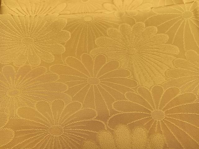 平和屋着物■上質な色無地　花づくし地紋　黃朽葉色　正絹　逸品　BAAX7143hv