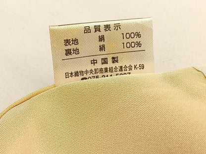 平和屋着物■上質な色無地　花づくし地紋　黃朽葉色　正絹　逸品　BAAX7143hv