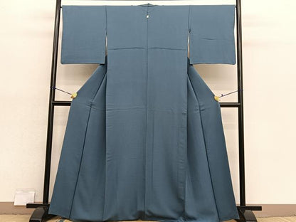 平和屋着物■上質な色無地　錆御納戸　正絹　逸品　BAAX7144hv