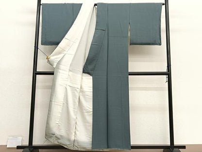 平和屋着物■上質な色無地　山鳩色　正絹　逸品　BAAX7147hv