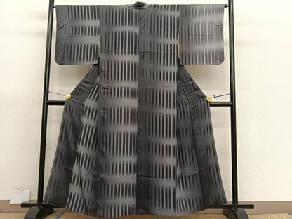 平和屋着物■上質な小紋　縞　暈し染め　正絹　逸品　BAAX7150hv