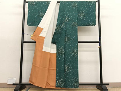 平和屋着物■上質な小紋　成り物　茄子に唐辛子　正絹　逸品　BAAX7151hv