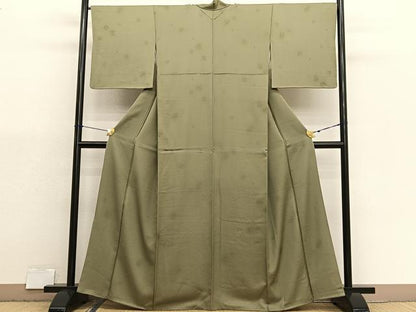 平和屋着物■上質な色無地　草花地紋　利休茶色　正絹　逸品　BAAX7152hv