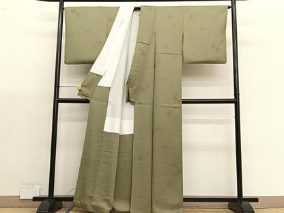 平和屋着物■上質な色無地　草花地紋　利休茶色　正絹　逸品　BAAX7152hv