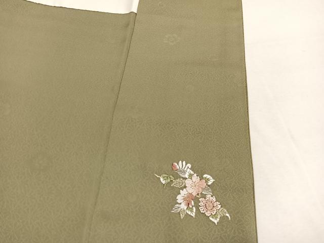 平和屋着物■上質な色無地　草花地紋　利休茶色　正絹　逸品　BAAX7152hv