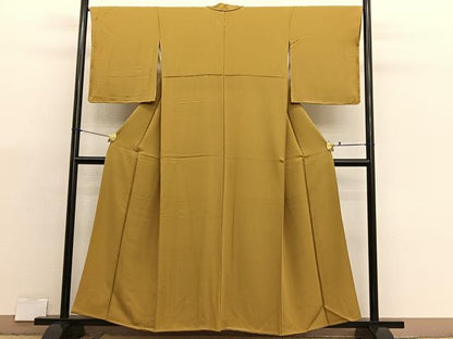 平和屋着物■上質な色無地　黃朽葉色　正絹　逸品　BAAX7153hv