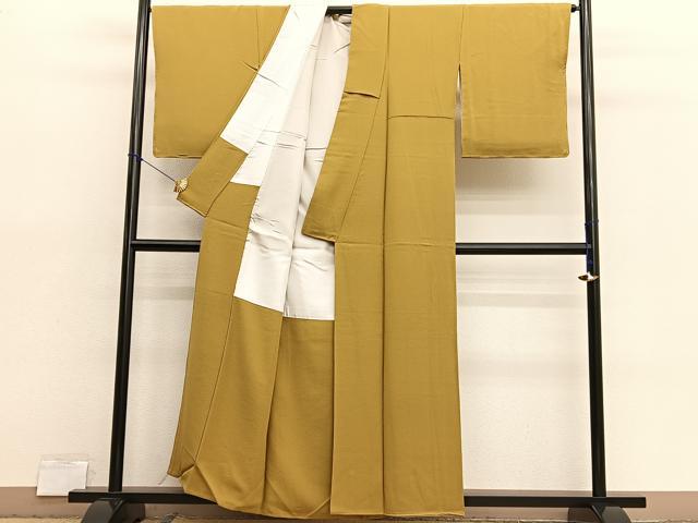 平和屋着物■上質な色無地　黃朽葉色　正絹　逸品　BAAX7153hv