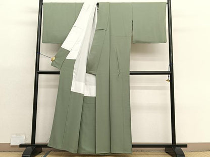 平和屋着物■上質な色無地　柳茶色　正絹　逸品　BAAX7154hv