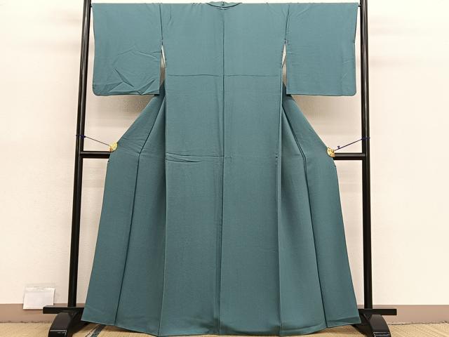 平和屋着物■上質な色無地　錆浅葱色　正絹　逸品　BAAX7157hv