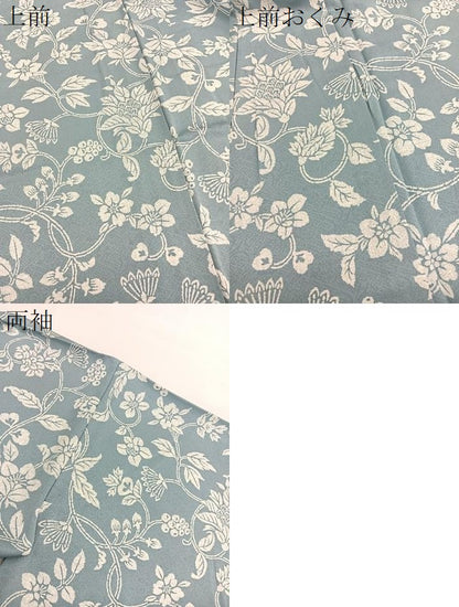 平和屋着物▽上質な小紋　単衣　更紗花唐草文　正絹　逸品　BAAX7164hv