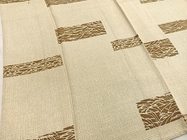 平和屋着物▽上質な小紋　単衣　横段文　正絹　逸品　BAAX7166hv