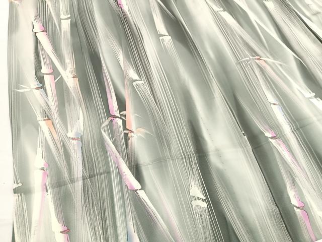平和屋着物▽上質な小紋　単衣　竹　暈し染め　正絹　逸品　BAAX7169hv