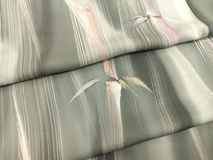 平和屋着物▽上質な小紋　単衣　竹　暈し染め　正絹　逸品　BAAX7169hv