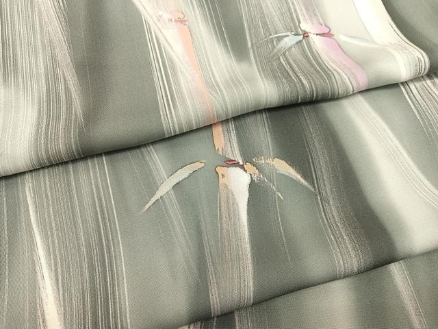 平和屋着物▽上質な小紋　単衣　竹　暈し染め　正絹　逸品　BAAX7169hv