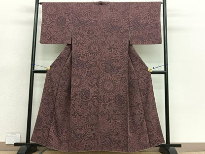 平和屋着物■上質な小紋　花唐草文　正絹　逸品　BAAX7170hv