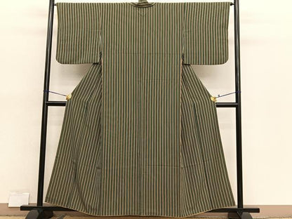 平和屋着物■上質な小紋　縞　正絹　逸品　BAAX7178hv