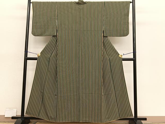 平和屋着物■上質な小紋　縞　正絹　逸品　BAAX7178hv