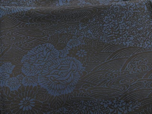 平和屋着物■上質な小紋　本藍　型絵染　立波花文　正絹　逸品　BAAX7180hv