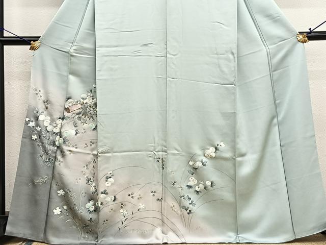 平和屋着物■訪問着　刺繍　万寿菊絵巻文　暈し染め　銀彩　正絹　逸品　BAAX7186hv