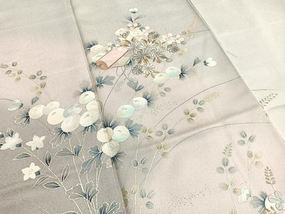 平和屋着物■訪問着　刺繍　万寿菊絵巻文　暈し染め　銀彩　正絹　逸品　BAAX7186hv