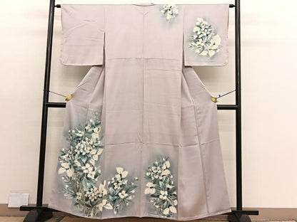 平和屋着物■訪問着　手描き　草花文　暈し染め　正絹　逸品　BAAX7191hv