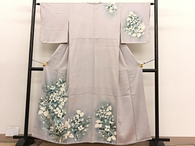 平和屋着物■訪問着　手描き　草花文　暈し染め　正絹　逸品　BAAX7191hv