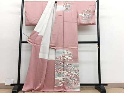 平和屋着物●訪問着　流水風景文　暈し染め　金彩　正絹　逸品　BAAX7194hv