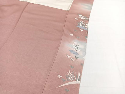 平和屋着物●訪問着　流水風景文　暈し染め　金彩　正絹　逸品　BAAX7194hv