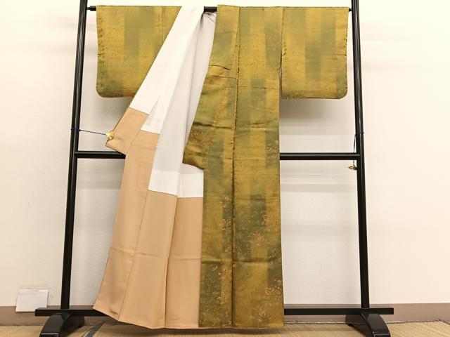 平和屋着物■上質なお召　花唐草文　暈し染め　正絹　逸品　BAAX7195hv