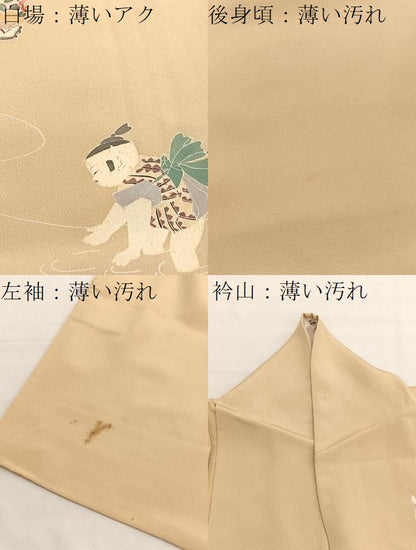 平和屋着物■訪問着　友禅　手描き　童子遊び　正絹　逸品　BAAX7196hv