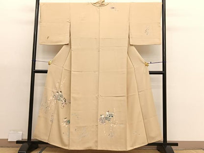 平和屋着物■訪問着　友禅　手描き　童子遊び　正絹　逸品　BAAX7196hv