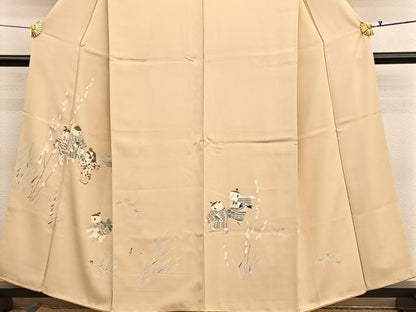 平和屋着物■訪問着　友禅　手描き　童子遊び　正絹　逸品　BAAX7196hv