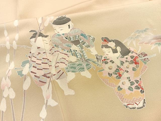 平和屋着物■訪問着　友禅　手描き　童子遊び　正絹　逸品　BAAX7196hv