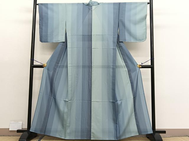 平和屋着物＊夏物 お召 紗 間道 正絹 逸品 BAAX7198hv