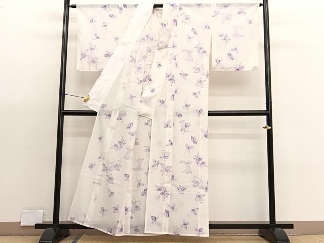 平和屋着物＊夏物　小紋　絽　舞花文　洗える着物　未使用　BAAX7201hv