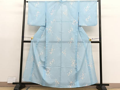 平和屋着物＊夏物　小紋　絽　枝花文　洗える着物　BAAX7202hv