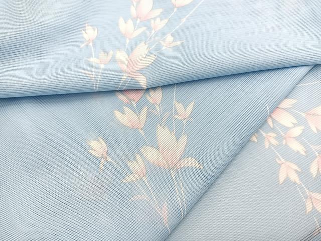 平和屋着物＊夏物　小紋　絽　枝花文　洗える着物　BAAX7202hv