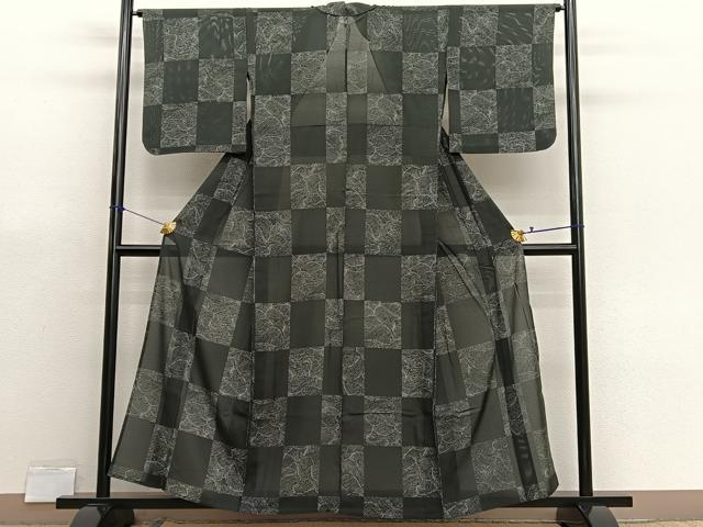 平和屋着物＊夏物　小紋　絽　立波文　正絹　逸品　BAAX7204hv
