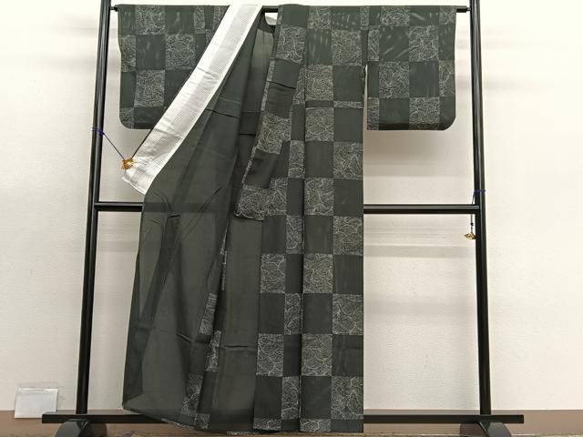 平和屋着物＊夏物　小紋　絽　立波文　正絹　逸品　BAAX7204hv