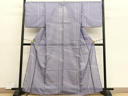 平和屋着物＊夏物　小紋　絽　エ霞文様　洗える着物　逸品　BAAX7209hv