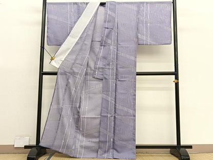 平和屋着物＊夏物　小紋　絽　エ霞文様　洗える着物　逸品　BAAX7209hv