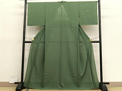 平和屋着物＊夏物　色無地　絽　麹塵色　正絹　逸品　BAAX7210hv