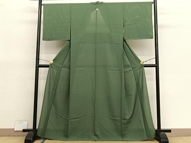 平和屋着物＊夏物　色無地　絽　麹塵色　正絹　逸品　BAAX7210hv