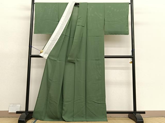 平和屋着物＊夏物　色無地　絽　麹塵色　正絹　逸品　BAAX7210hv