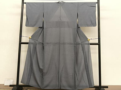 平和屋着物＊京都の老舗呉服メーカー ODASHO　小田章監修　夏物　色無地　絽縮緬　伊と孝　鈍色　反端付　正絹　逸品　未使用　BAAX7214hv