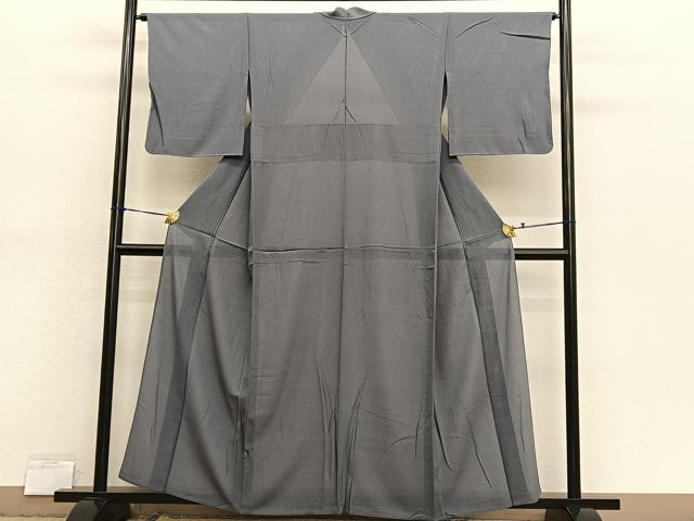 平和屋着物＊京都の老舗呉服メーカー ODASHO　小田章監修　夏物　色無地　絽縮緬　伊と孝　鈍色　反端付　正絹　逸品　未使用　BAAX7214hv